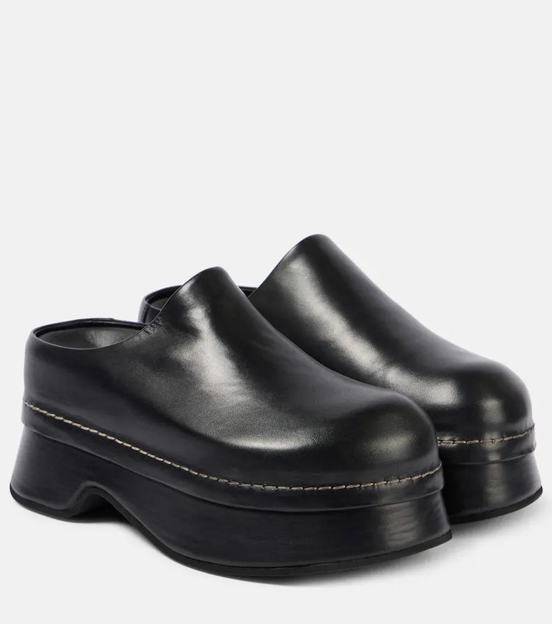 Alexander McQueen Leather platform clogs | LYBSTORE