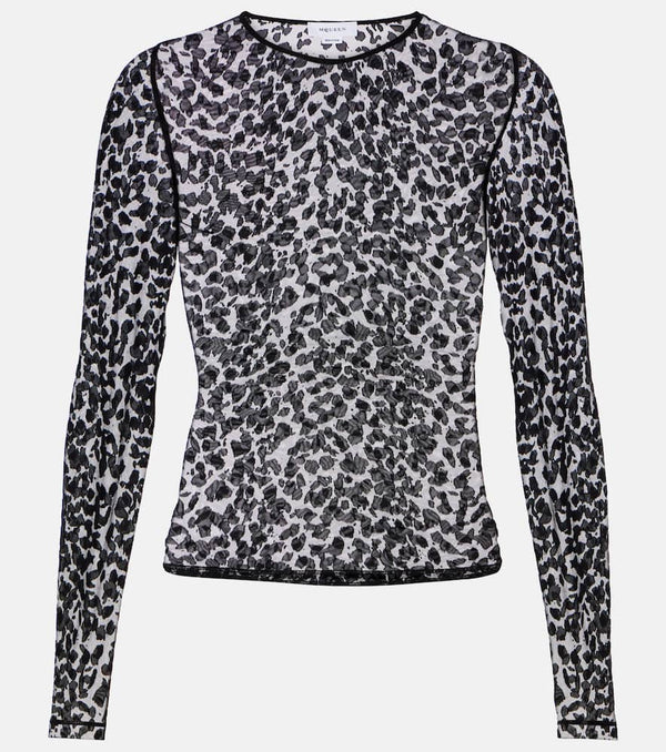 Alexander McQueen Leopard-print mesh top | LYBSTORE