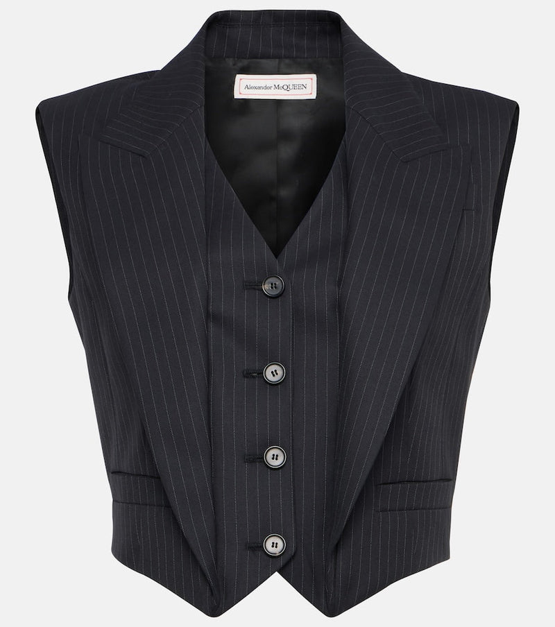 Alexander McQueen Pinstripe layered wool vest