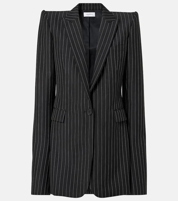 Alexander McQueen Pinstripe wool and mohair blazer | LYBSTORE