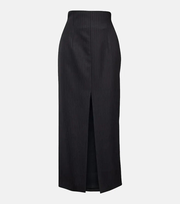 Alexander McQueen Pinstripe wool midi skirt | LYBSTORE