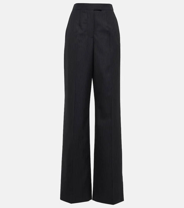 Alexander McQueen Pinstripe wool wide-leg pants | LYBSTORE