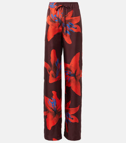 Alexander McQueen Printed silk wide-leg pants