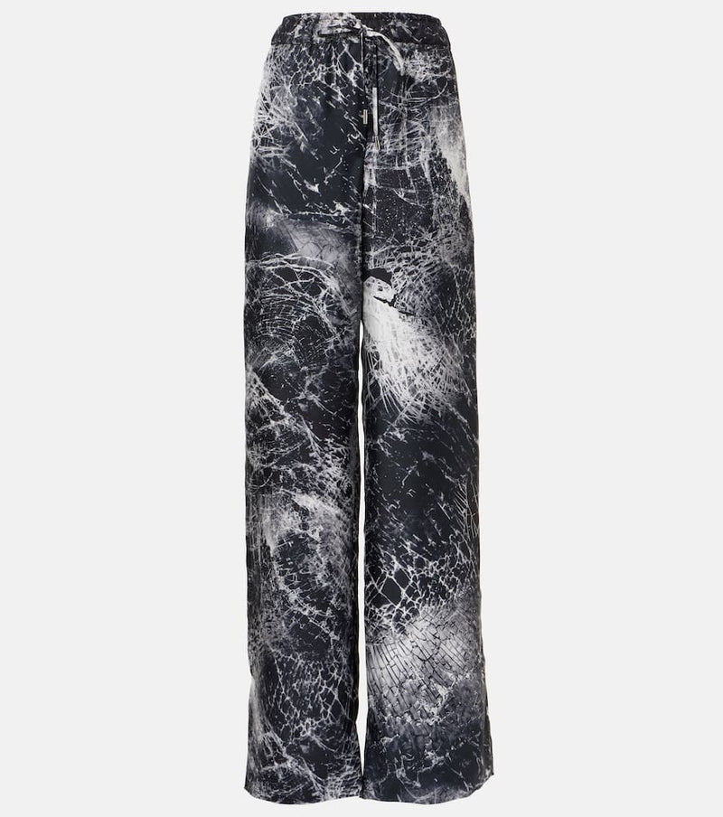 Alexander McQueen Printed silk wide-leg pants