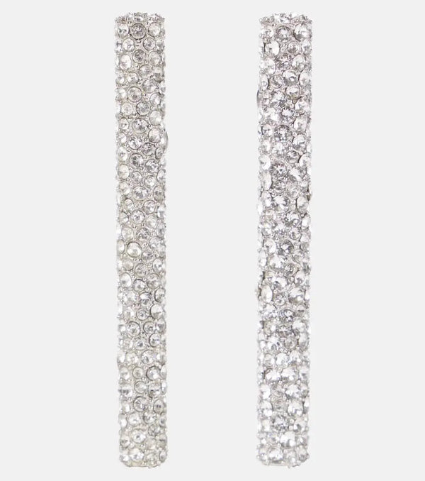 Alexander McQueen T-Bar crystal-embellished drop earrings | LYBSTORE