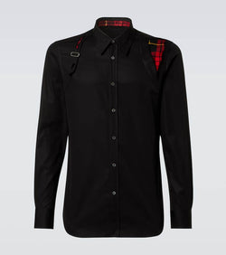 Alexander McQueen Tartan-trimmed cotton poplin shirt