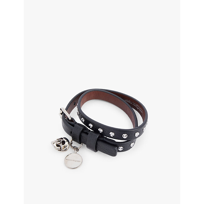 Alexander Mcqueen Skull double-wrap leather bracelet