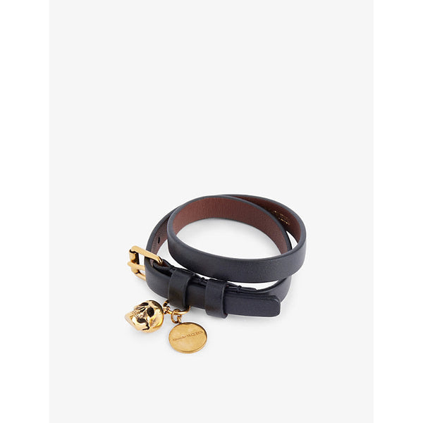 Mens Alexander Mcqueen Skull double-wrap leather bracelet