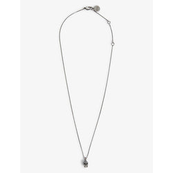 Womens Alexander Mcqueen Skull gunmetal-toned brass and crystal necklace