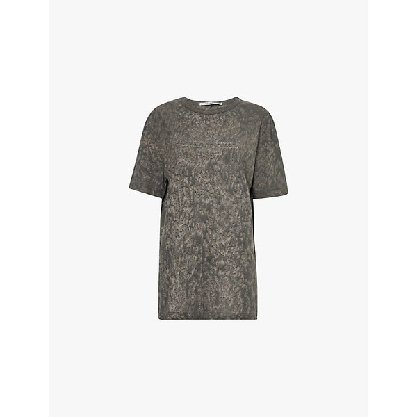 Womens Alexander Wang Splatter-wash short-sleeve cotton and hemp-blend jersey T-shirt