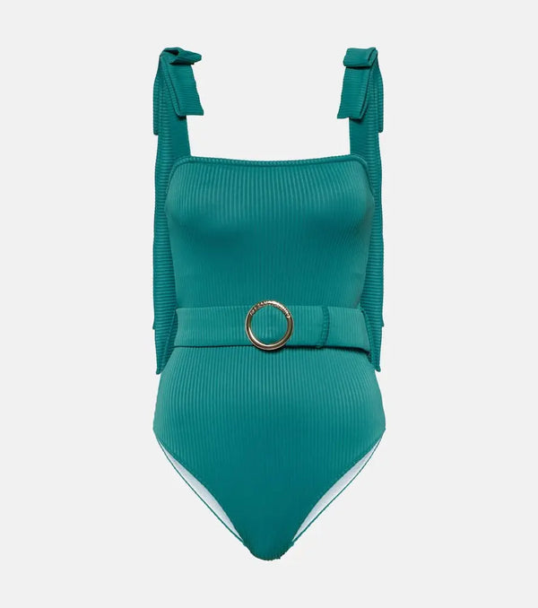 Alexandra Miro Audrey bow-detail belted swimsuit | LYBSTORE