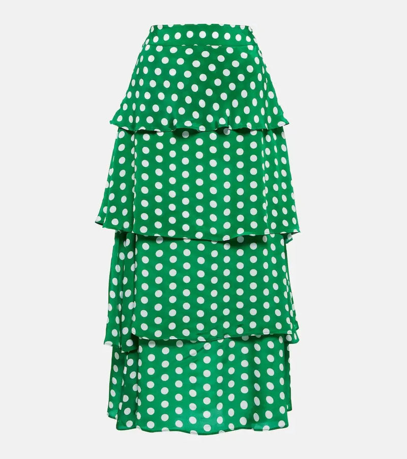 Alexandra Miro Frieda tiered polka-dot chiffon skirt | LYBSTORE