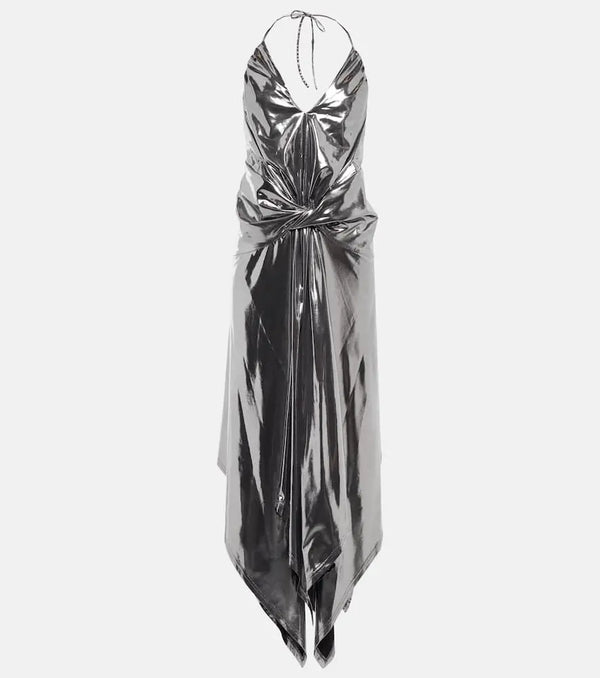 Alexandre Vauthier Halterneck metallic midi dress | LYBSTORE