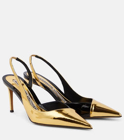 Alexandre Vauthier Metallic faux leather slingback pumps | LYBSTORE