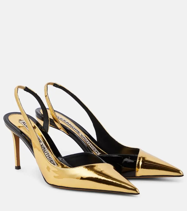 Alexandre Vauthier Metallic faux leather slingback pumps