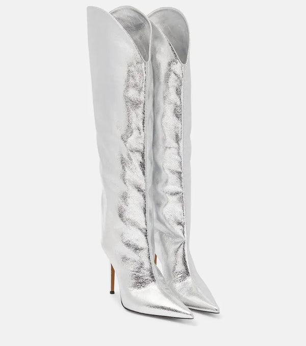 Alexandre Vauthier Metallic leather over-the-knee boots | LYBSTORE