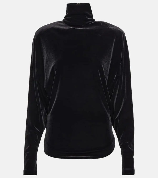 Alexandre Vauthier Velvet mockneck top | LYBSTORE