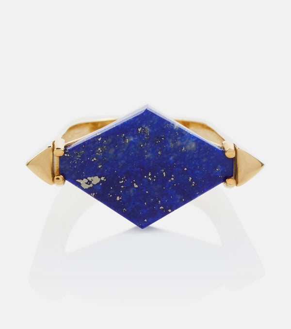 Aliita Deco Rombo 9kt gold ring with lapis lazuli