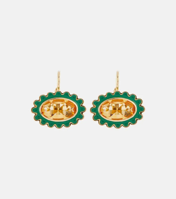 Aliita Margarita 18kt gold earrings with citrine and enamel | LYBSTORE