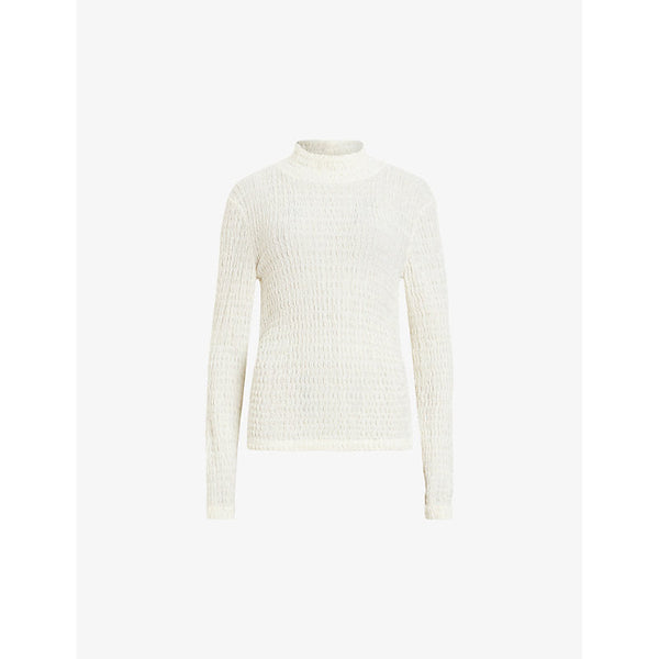 Allsaints Connie Francesco long-sleeve crinkle stretch-cotton top | LYBSTORE