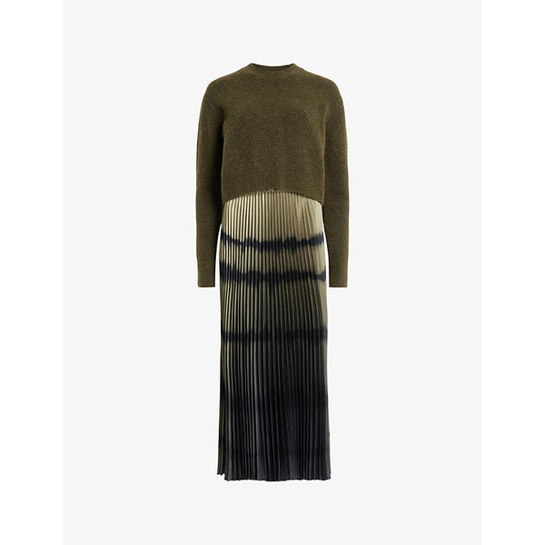 Womens Allsaints Curtis knitted jumper and ombre recycled-polyester midi dress