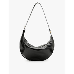 Allsaints Half Moon logo-embossed leather shoulder bag | LYBSTORE