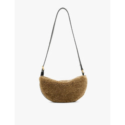 Womens Allsaints Half Moon shearling cross-body bag