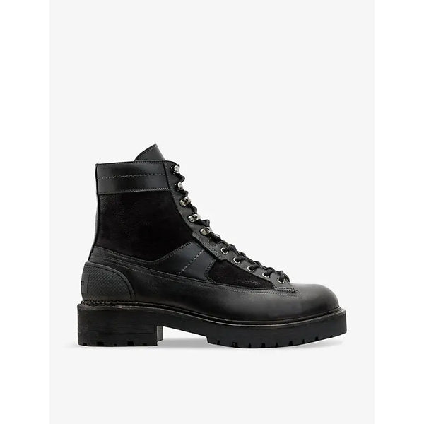 Allsaints Hank lace-up leather and suede ankle boots