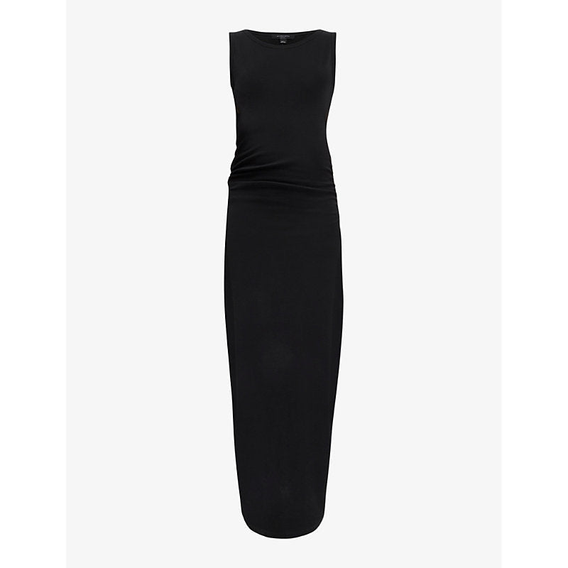 Allsaints Katarina side-ruched slim-fit cotton maxi dress | LYBSTORE