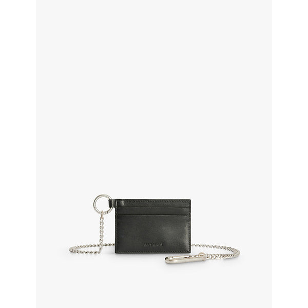 Allsaints Makoto debossed-logo leather card holder with chain