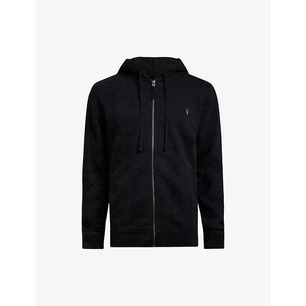 Mens Allsaints Raven logo-embroidered zip-up organic-cotton hoody