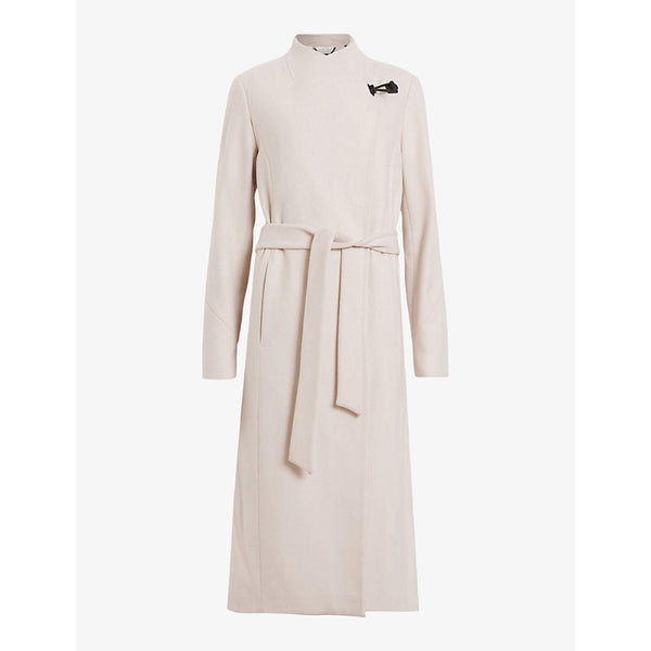 Womens Allsaints Riley wrap-around belted wool-blend coat