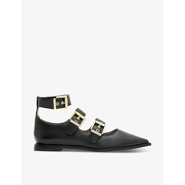 Allsaints Susan three-buckle leather flats