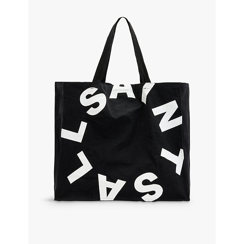 Allsaints Tierra logo-print large organic-cotton tote bag | LYBSTORE