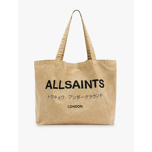 Allsaints Underground logo-print cotton tote bag