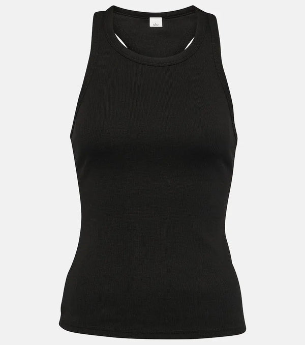 Alo Yoga Devoted ribbed-knit cotton-blend tank top | LYBSTORE