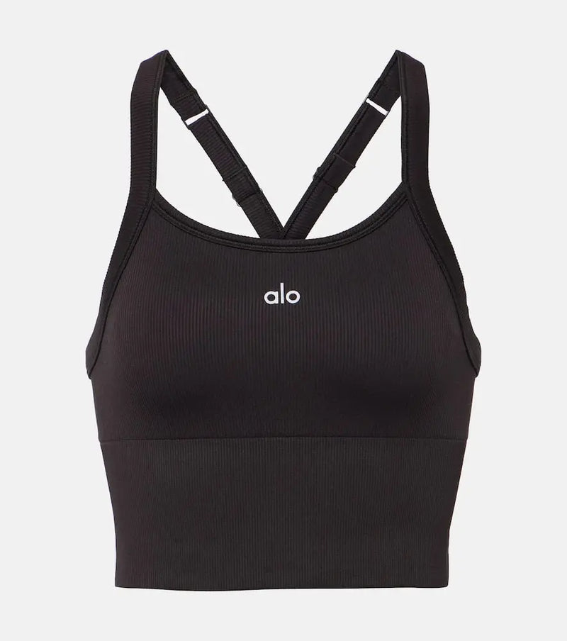 Alo Yoga Seamless Ribbed logo sports bra