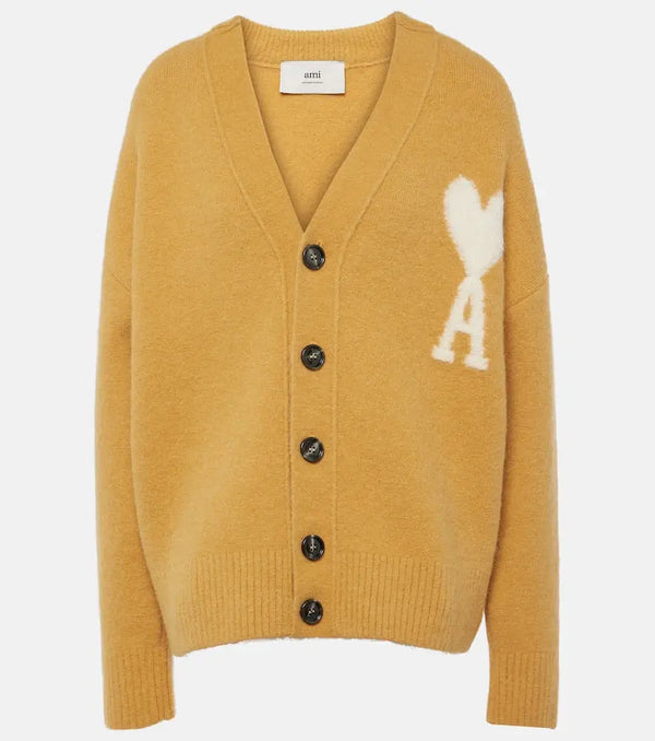 Ami Paris Ami De Caur wool-blend cardigan | LYBSTORE