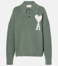 Ami Paris Ami De Caur wool-blend polo sweater