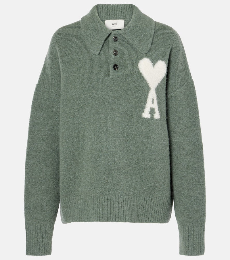 Ami Paris Ami De Caur wool-blend polo sweater