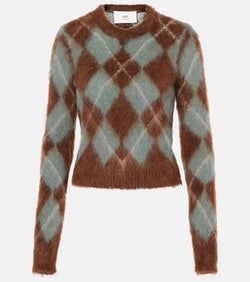 Ami Paris Argyle alpaca and mohair-blend sweater