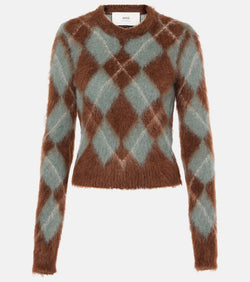 Ami Paris Argyle alpaca and mohair-blend sweater