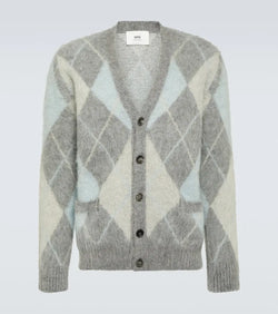 Ami Paris Argyle wool-blend cardigan | LYBSTORE