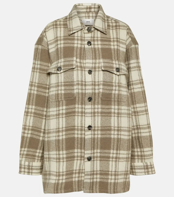 Ami Paris Checked wool overshirt | LYBSTORE