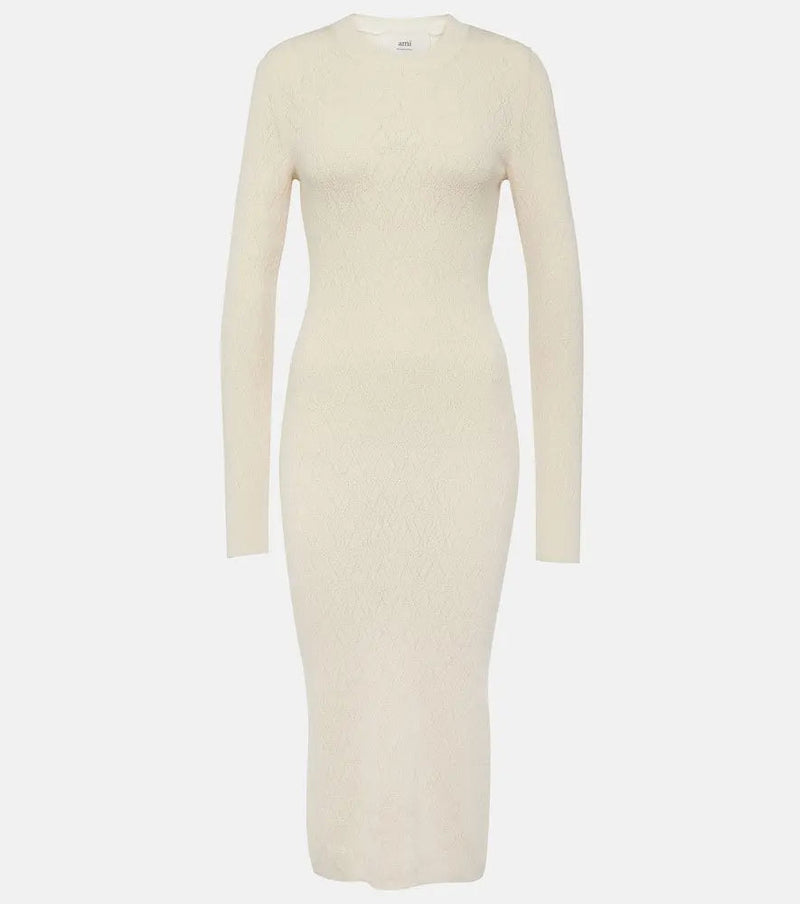 Ami Paris Knitted cotton and wool midi dress | LYBSTORE