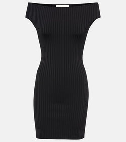 Ami Paris Ribbed-knit off-the-shoulder minidress