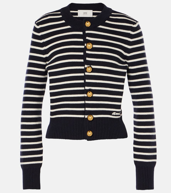 Ami Paris Striped cotton and wool cardigan