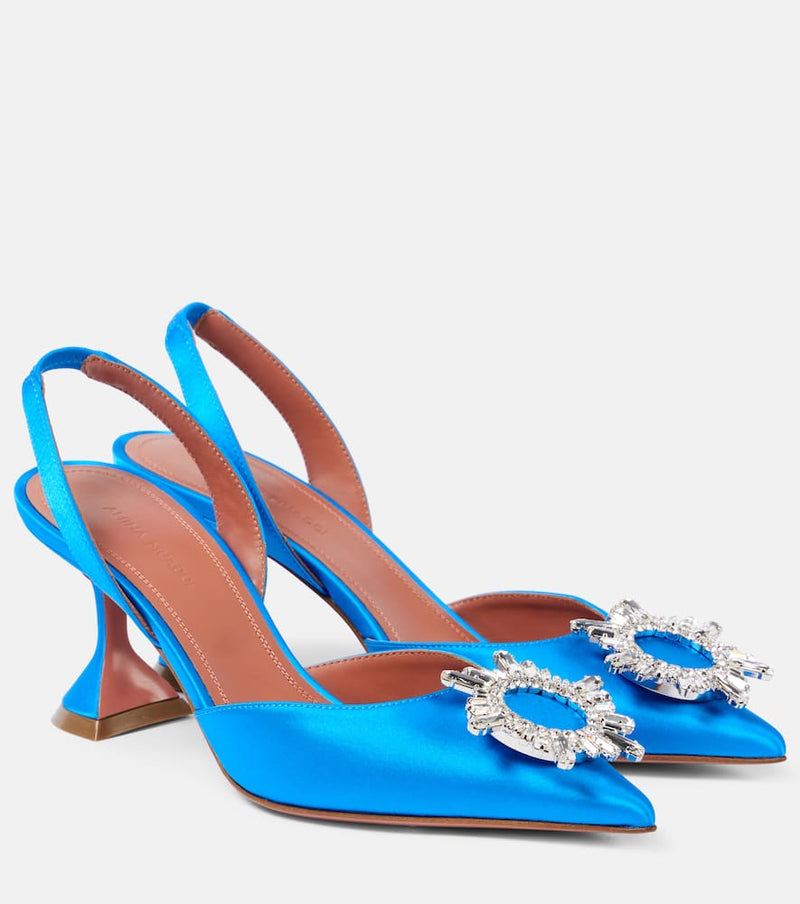 Amina Muaddi Begum 70 satin slingback pumps