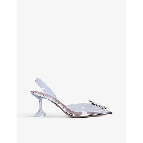 Amina Muaddi Begum slingback crystal-embellished PVC heeled mules