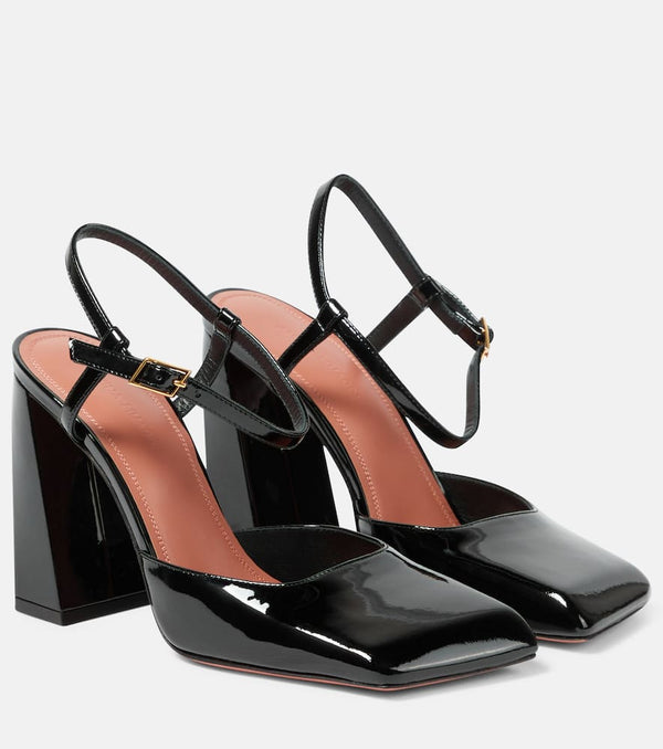 Amina Muaddi Charlotte 95 patent leather pumps